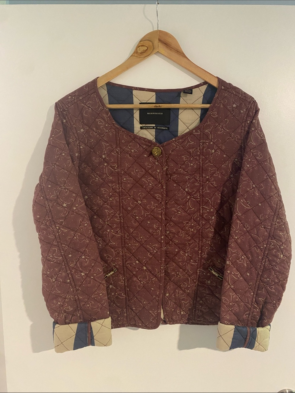 Scotch & Soda Quilted Dusty Mauve Bomber Jacket